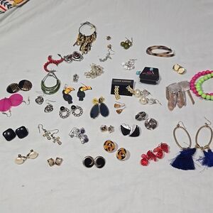 Vintage Earrings Lot Over 30 Pairs From 90s To Present. Clip Ons And Pierced Ear
